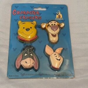 Disneyland Vintage Character Erasers Set NEW Pooh Tigger Eeyore Piglet Disney